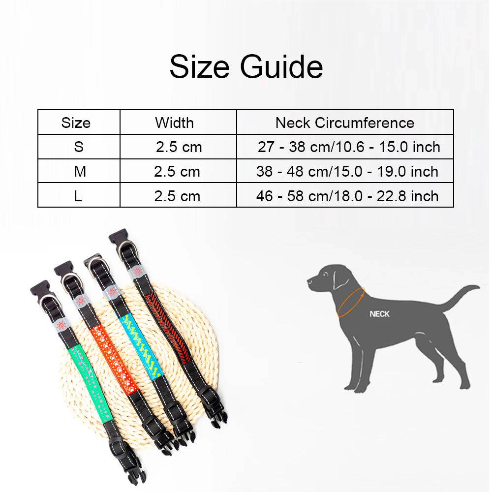 Luminous Pattern Collar for Dogs Cool USB Charging LED Dog Collar Anti-Lost Necklace Funny Pet Products