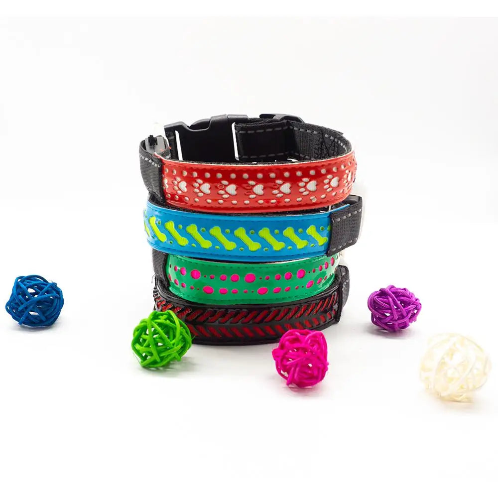 Luminous Pattern Collar for Dogs Cool USB Charging LED Dog Collar Anti-Lost Necklace Funny Pet Products