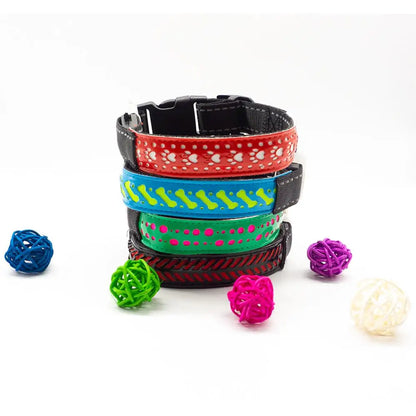 Luminous Pattern Collar for Dogs Cool USB Charging LED Dog Collar Anti-Lost Necklace Funny Pet Products
