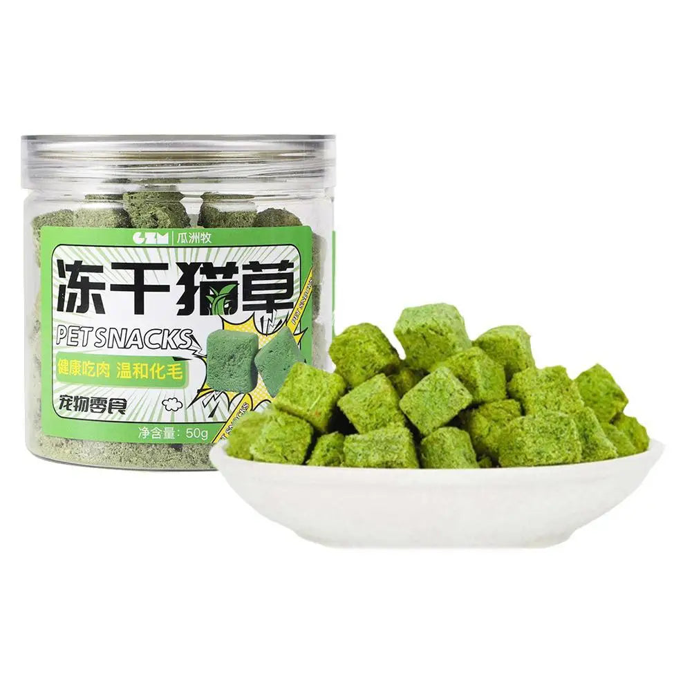 50G Cat Snacks Freeze Dried Grain Freezedried Granules Cat Grass Teeth Grinding Stick Cat Grass Granules Cat Snack