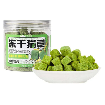 50G Cat Snacks Freeze Dried Grain Freezedried Granules Cat Grass Teeth Grinding Stick Cat Grass Granules Cat Snack